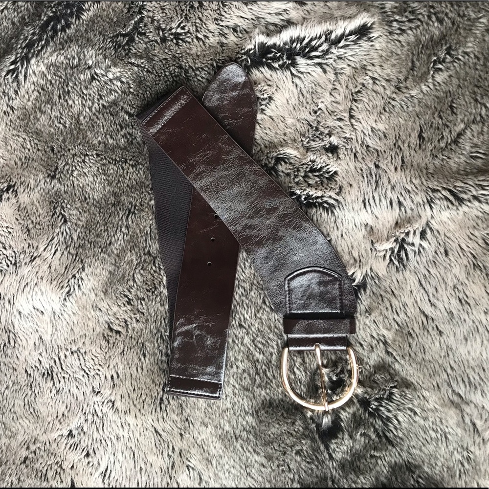 Wide Brown Stretchy Waist Belt